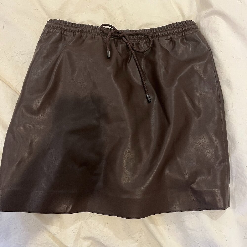 Theory faux-leather mini skirt